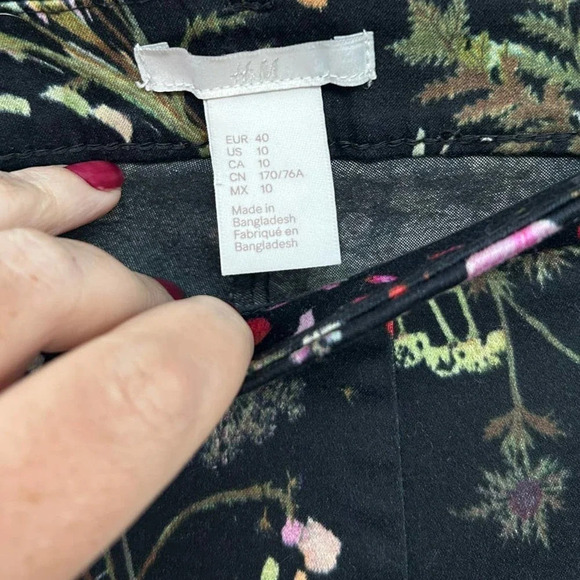 H&M Women's Botanicals Ankle-Length Cigarette Trousers Size 10 - Picture 4 of 8